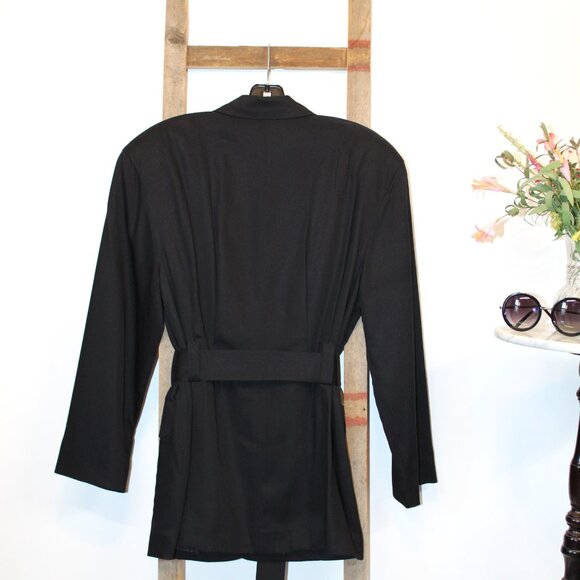 Vintage Eleanor P Brenner Rayon Trench Coat Style Blazer w/Pockets - Picture 2 of 8